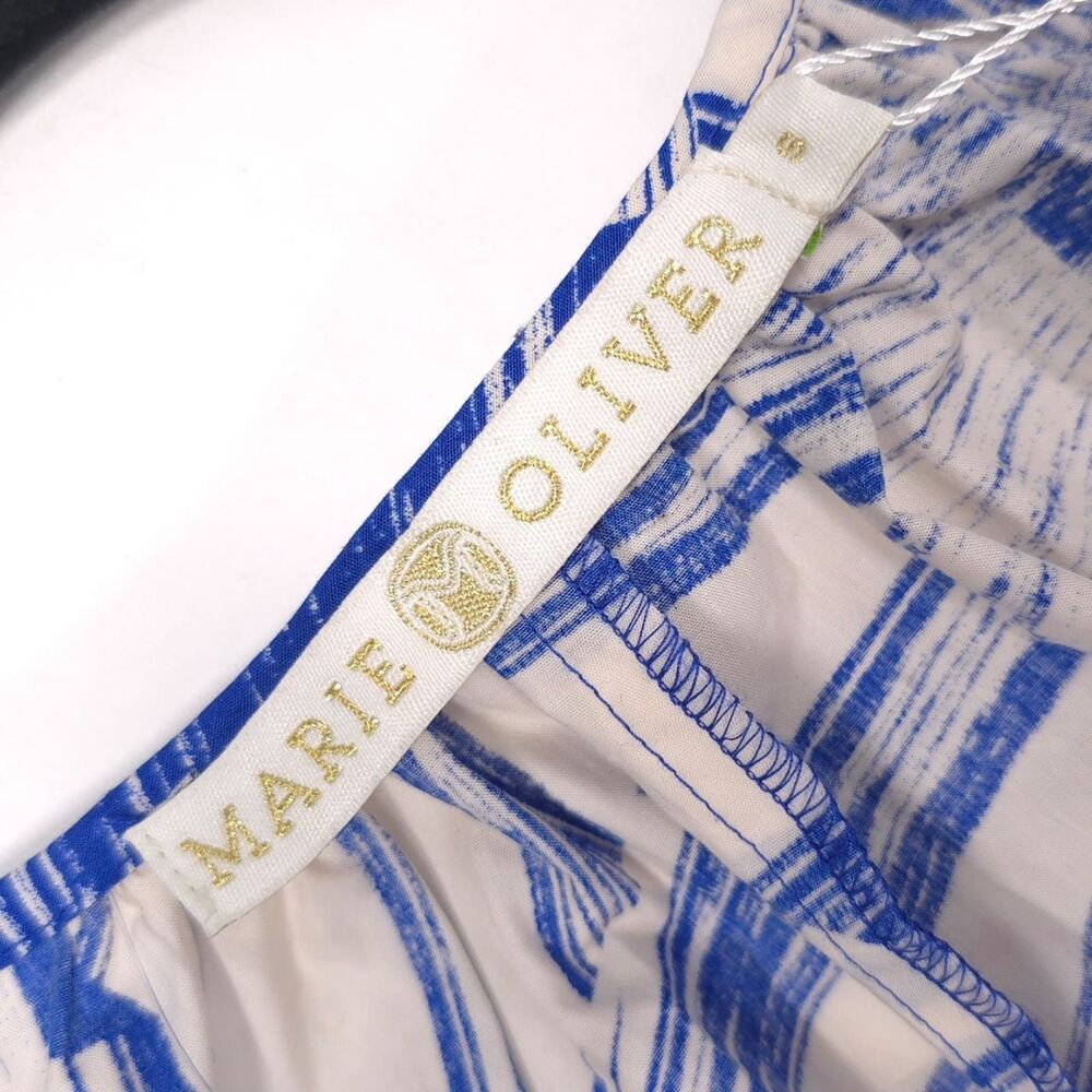 MARIE OLIVER New Foster Dress SMALL Blue White Radiance Tie Cotton 2F13-138-229A - Picture 3 of 12